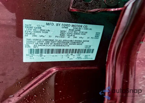 2014 Ford Edge Sel from USA, damaged, VIN 2FMDK3JC3EBB85216